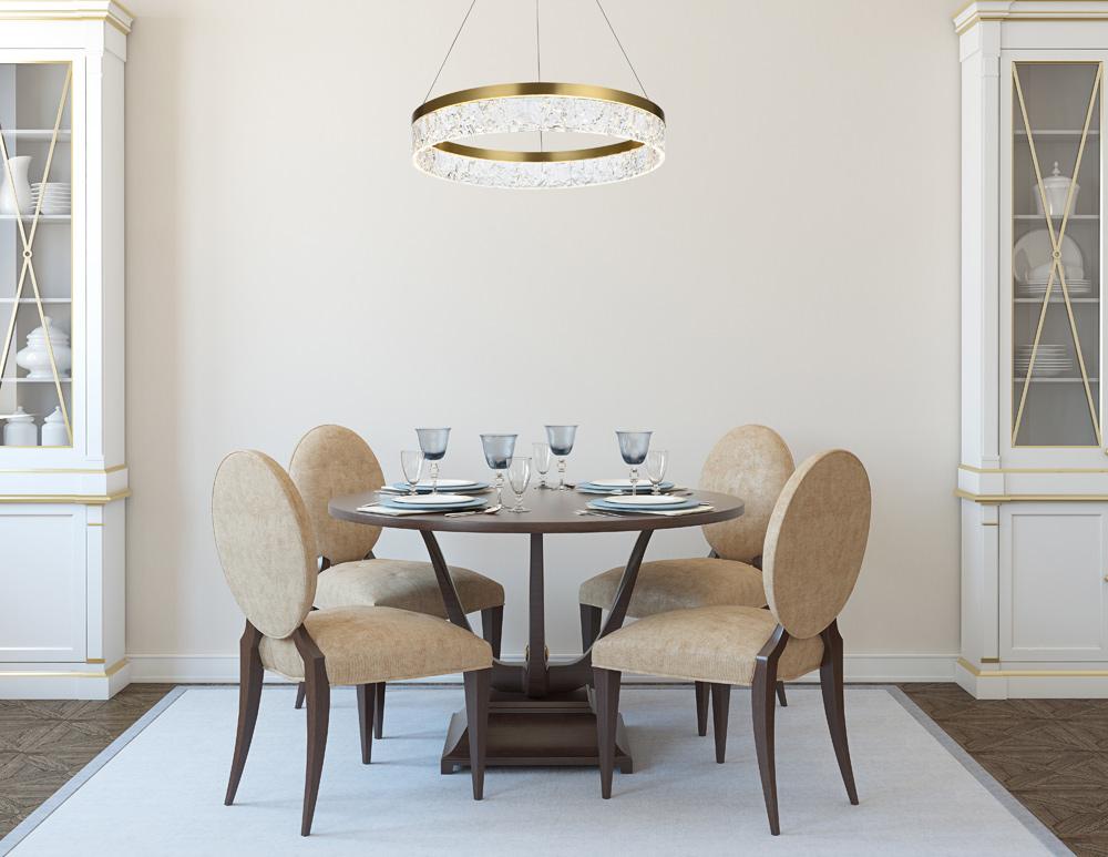 Elegant Furniture & Lighting - Linden 22 inch Adjustable LED chandelier in Satin Gold - 2050D22SG veiw 11