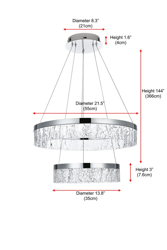 Elegant Furniture & Lighting - Linden 22 inch Adjustable LED chandelier in Chrome - 2050G22C veiw 3