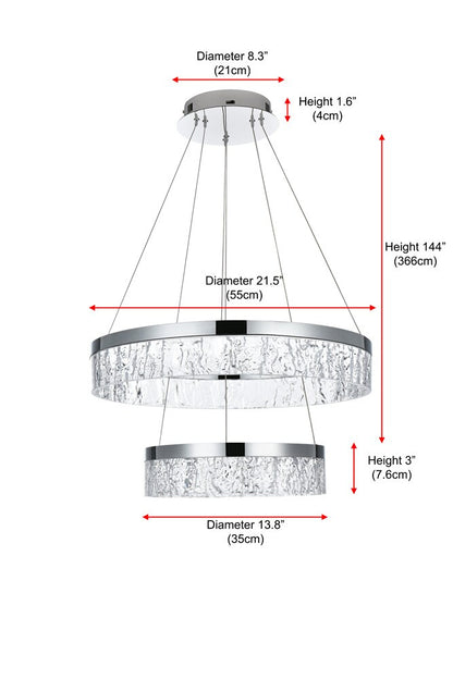 Elegant Furniture & Lighting - Linden 22 inch Adjustable LED chandelier in Chrome - 2050G22C veiw 3