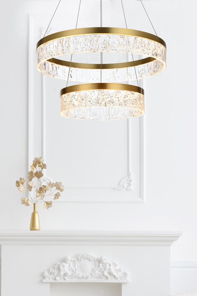 Elegant Furniture & Lighting - Linden 22 inch Adjustable LED chandelier in Satin Gold - 2050G22SG veiw 2