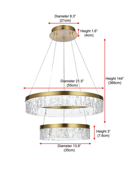 Elegant Furniture & Lighting - Linden 22 inch Adjustable LED chandelier in Satin Gold - 2050G22SG veiw 3