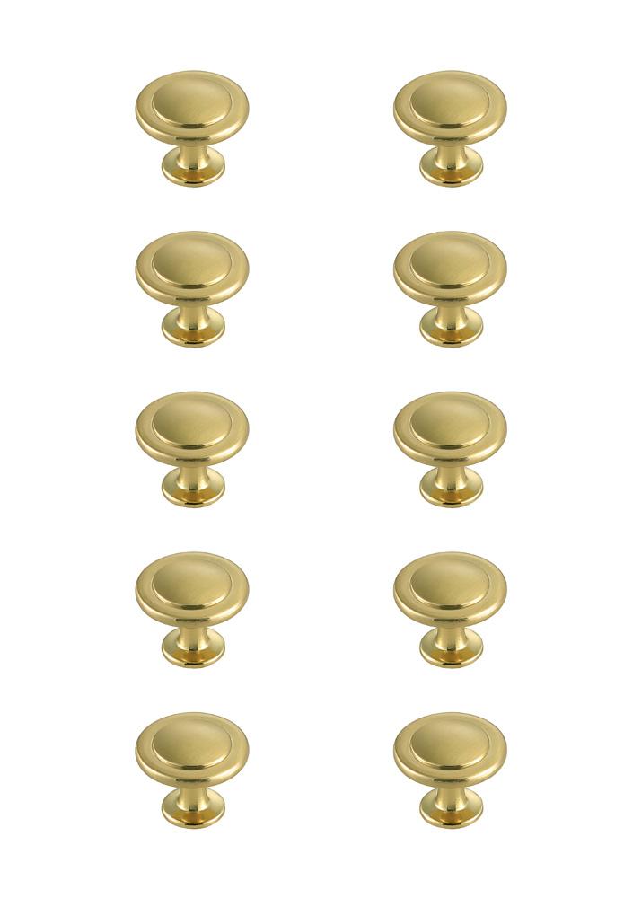 Elegant Furniture & Lighting - Logyn 1.3in Diameter Brushed Gold Mushroom Knob Multipack (Set of 10) - KB2005-GD-10PK veiw 1