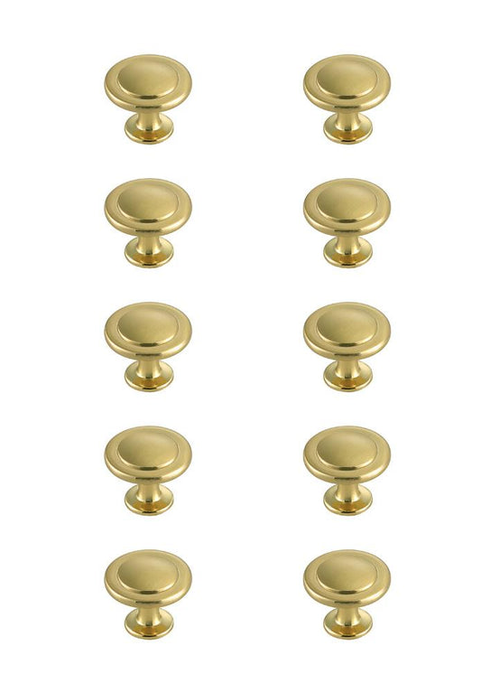 Elegant Furniture & Lighting - Logyn 1.3in Diameter Brushed Gold Mushroom Knob Multipack (Set of 10) - KB2005-GD-10PK veiw 1