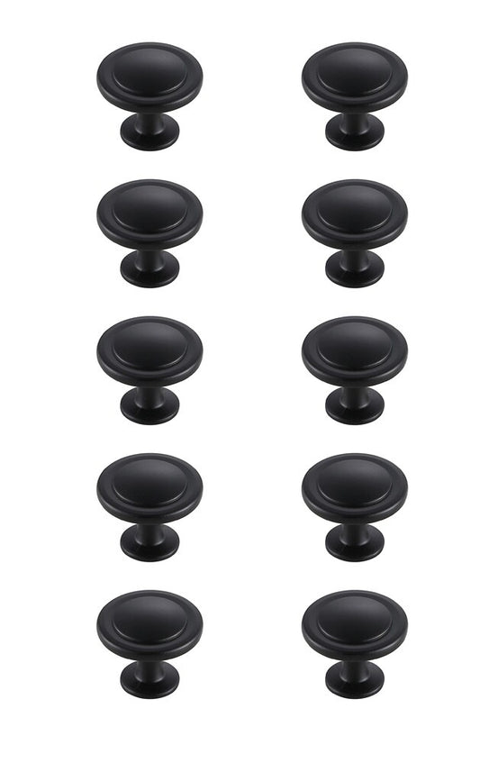 Elegant Furniture & Lighting - Logyn 1.3in Diameter Matte Black Mushroom Knob Multipack (Set of 10) - KB2005-MB-10PK veiw 1