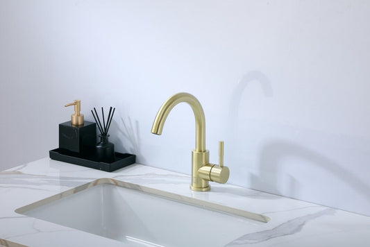 Elegant Furniture & Lighting - Louis Single Hole Single Handle Bathroom Faucet in Brushed Gold - FAV-1003BGD veiw 2