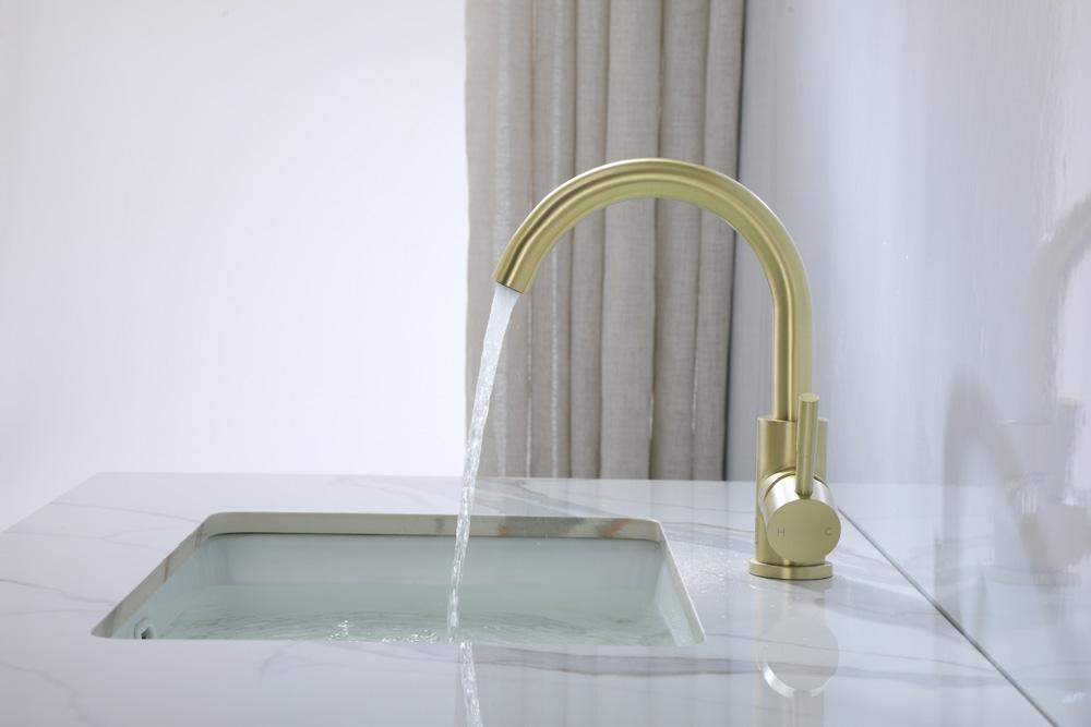Elegant Furniture & Lighting - Louis Single Hole Single Handle Bathroom Faucet in Brushed Gold - FAV-1003BGD veiw 5