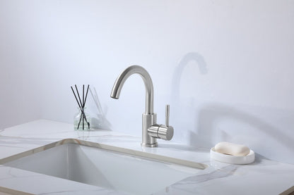 Elegant Furniture & Lighting - Louis Single Hole Single Handle Bathroom Faucet in Brushed Nickel - FAV-1003BNK veiw 2