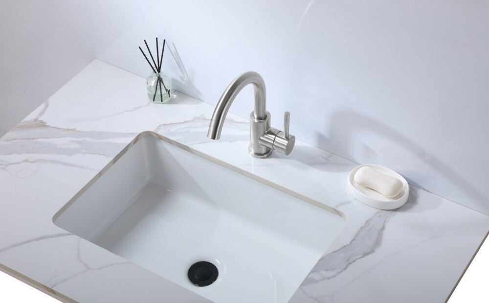 Elegant Furniture & Lighting - Louis Single Hole Single Handle Bathroom Faucet in Brushed Nickel - FAV-1003BNK veiw 3
