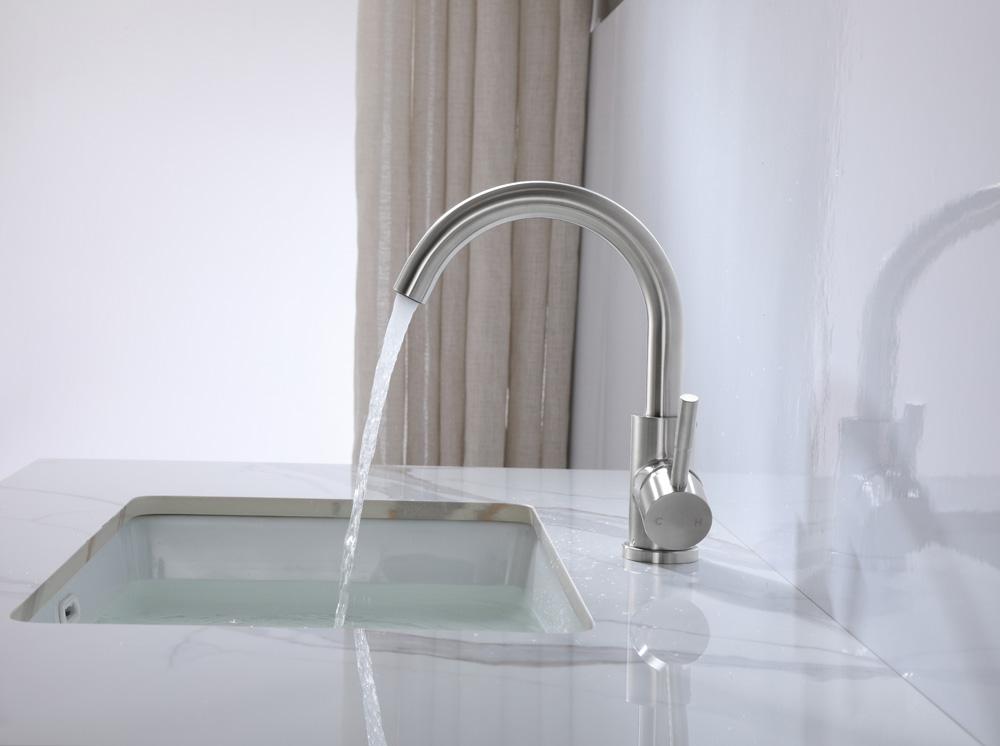 Elegant Furniture & Lighting - Louis Single Hole Single Handle Bathroom Faucet in Brushed Nickel - FAV-1003BNK veiw 5