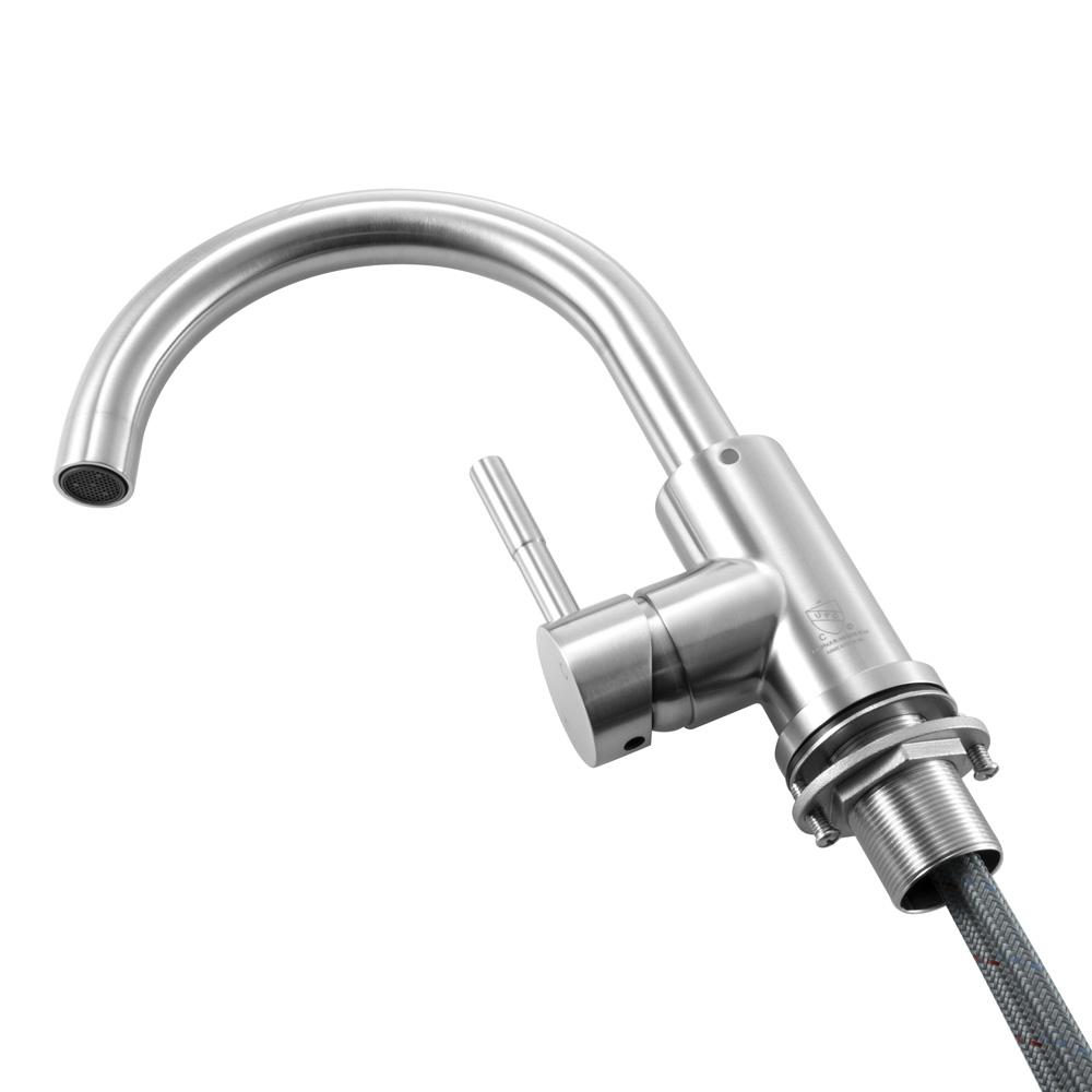 Elegant Furniture & Lighting - Louis Single Hole Single Handle Bathroom Faucet in Brushed Nickel - FAV-1003BNK veiw 7