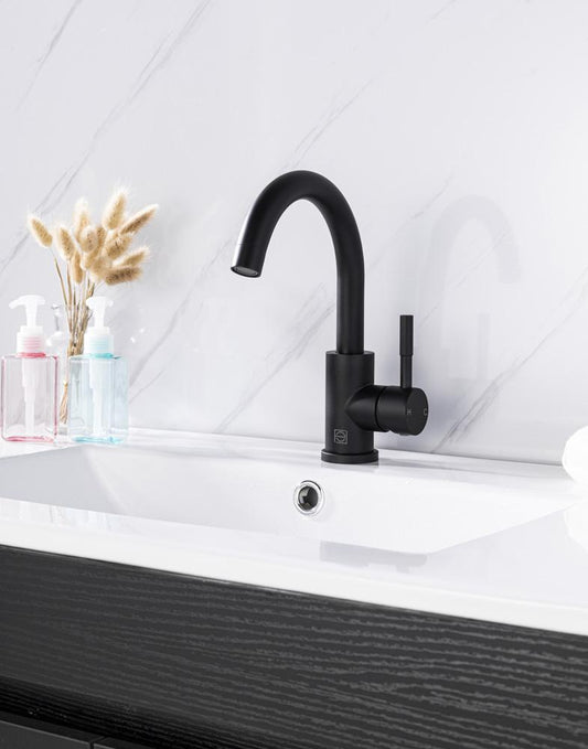 Elegant Furniture & Lighting - Louis Single Hole Single Handle Bathroom Faucet in Matte Black - FAV-1003MBK veiw 2