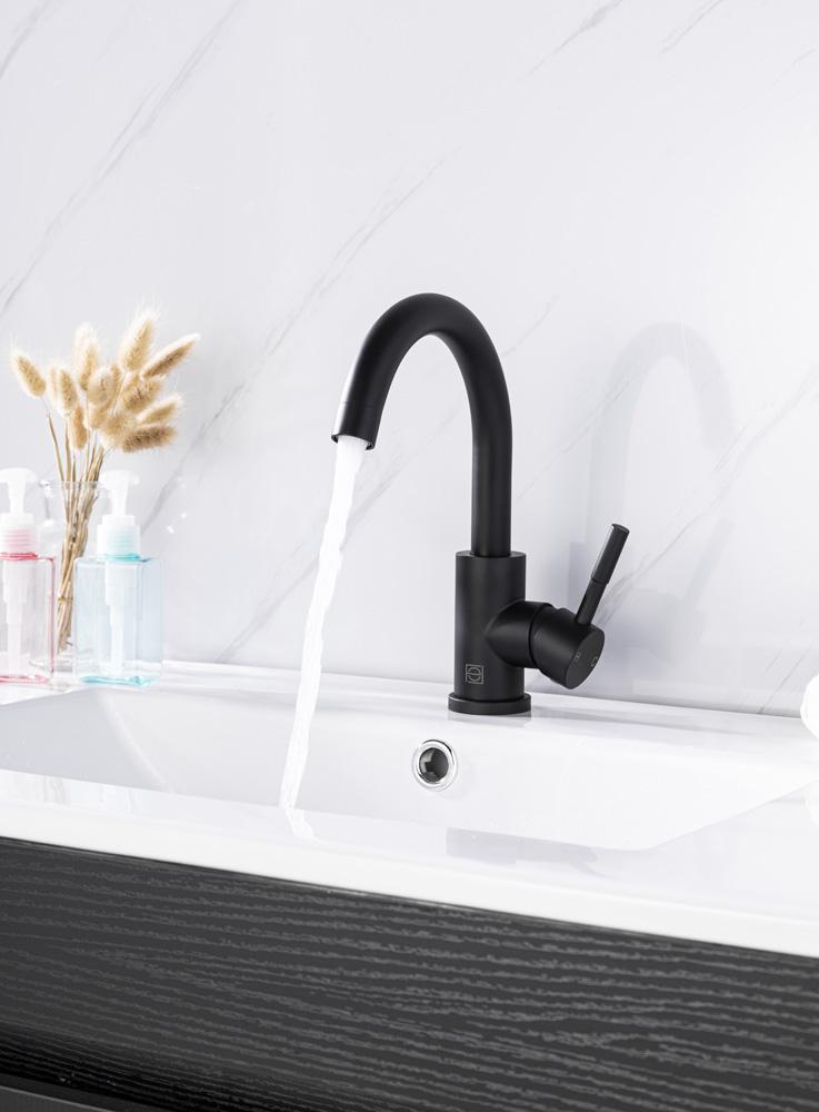 Elegant Furniture & Lighting - Louis Single Hole Single Handle Bathroom Faucet in Matte Black - FAV-1003MBK veiw 3