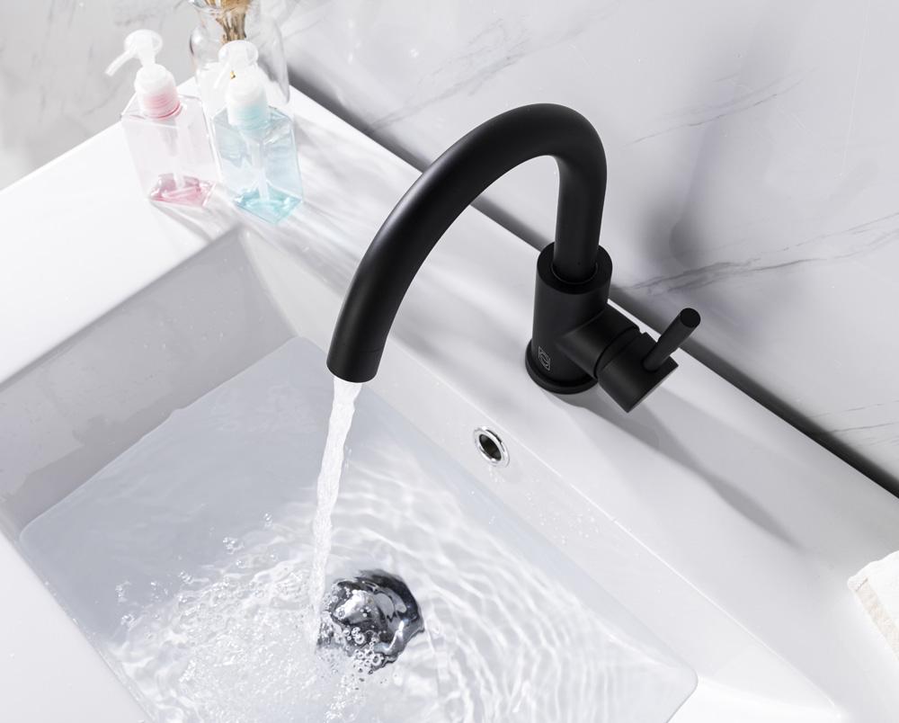 Elegant Furniture & Lighting - Louis Single Hole Single Handle Bathroom Faucet in Matte Black - FAV-1003MBK veiw 4