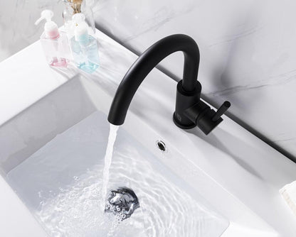 Elegant Furniture & Lighting - Louis Single Hole Single Handle Bathroom Faucet in Matte Black - FAV-1003MBK veiw 4