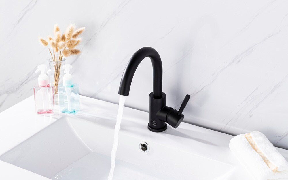Elegant Furniture & Lighting - Louis Single Hole Single Handle Bathroom Faucet in Matte Black - FAV-1003MBK veiw 6