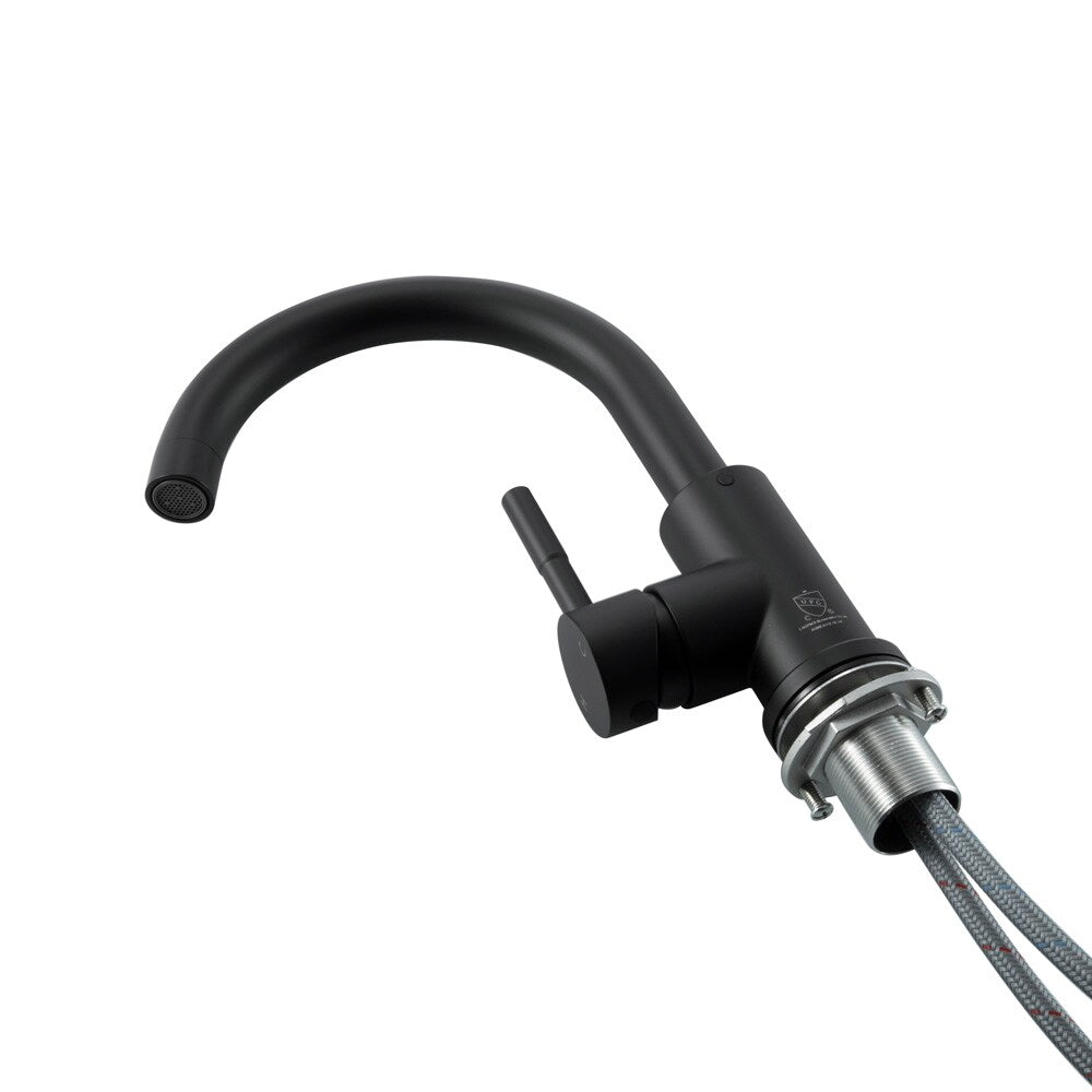 Elegant Furniture & Lighting - Louis Single Hole Single Handle Bathroom Faucet in Matte Black - FAV-1003MBK veiw 7