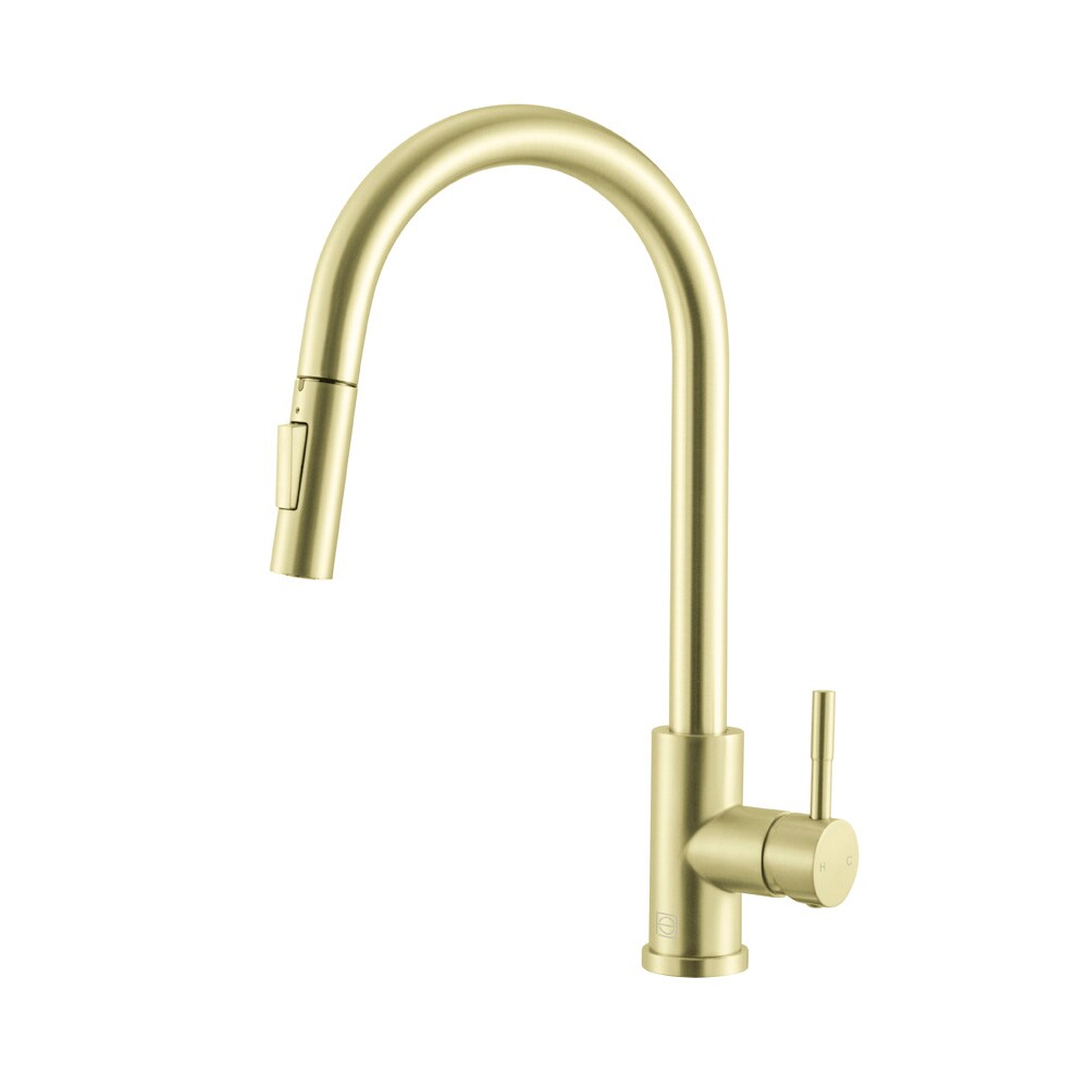Elegant Furniture & Lighting - Luca Single Handle Pull Down Sprayer Kitchen Faucet with touch sensor in Brushed Gold - FAK-306BGD veiw 1