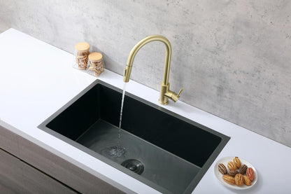 Elegant Furniture & Lighting - Luca Single Handle Pull Down Sprayer Kitchen Faucet with touch sensor in Brushed Gold - FAK-306BGD veiw 5