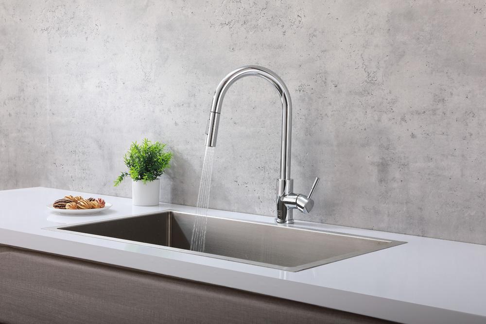 Elegant Furniture & Lighting - Luca Single Handle Pull Down Sprayer Kitchen Faucet with touch sensor in Chrome - FAK-306PCH veiw 4