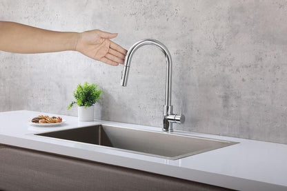Elegant Furniture & Lighting - Luca Single Handle Pull Down Sprayer Kitchen Faucet with touch sensor in Chrome - FAK-306PCH veiw 6