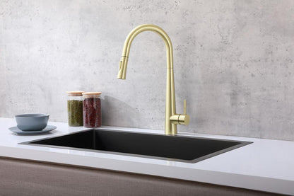 Elegant Furniture & Lighting - Lucas Single Handle Pull Down Sprayer Kitchen Faucet in Brushed Gold - FAK-301BGD veiw 2