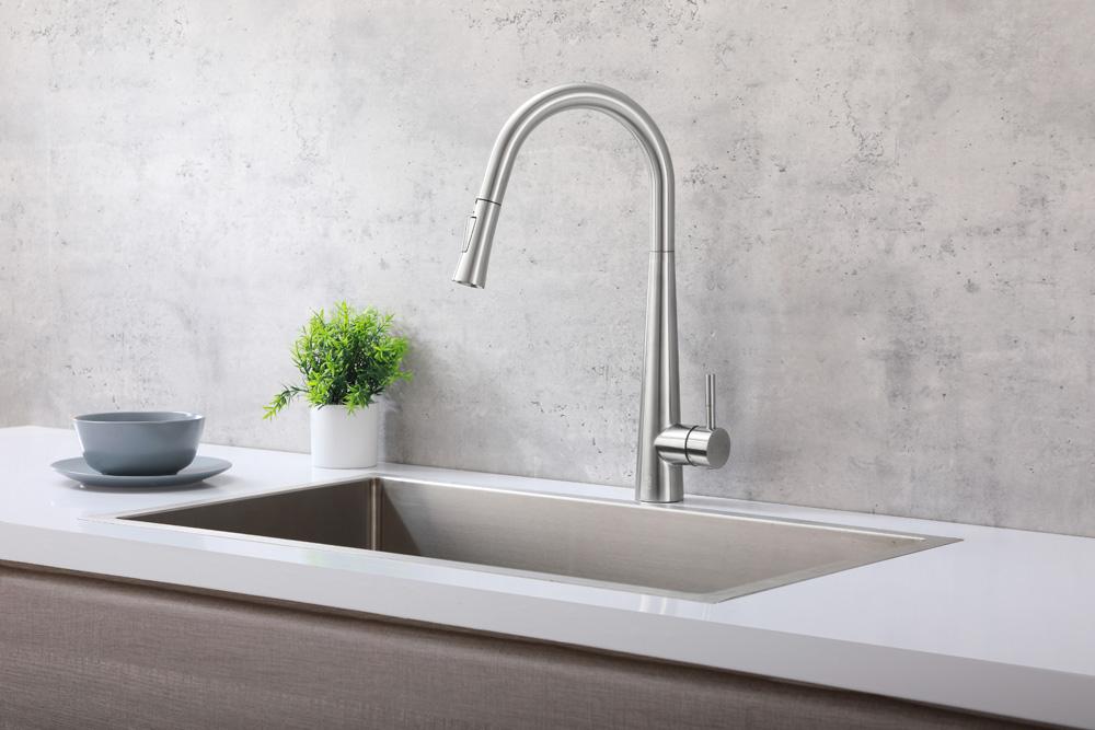 Elegant Furniture & Lighting - Lucas Single Handle Pull Down Sprayer Kitchen Faucet in Brushed Nickel - FAK-301BNK veiw 2