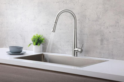 Elegant Furniture & Lighting - Lucas Single Handle Pull Down Sprayer Kitchen Faucet in Brushed Nickel - FAK-301BNK veiw 3