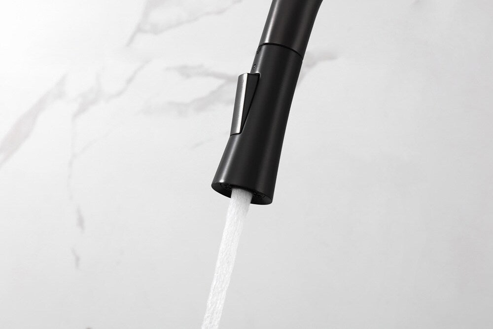 Elegant Furniture & Lighting - Lucas Single Handle Pull Down Sprayer Kitchen Faucet in Matte Black - FAK-301MBK veiw 5