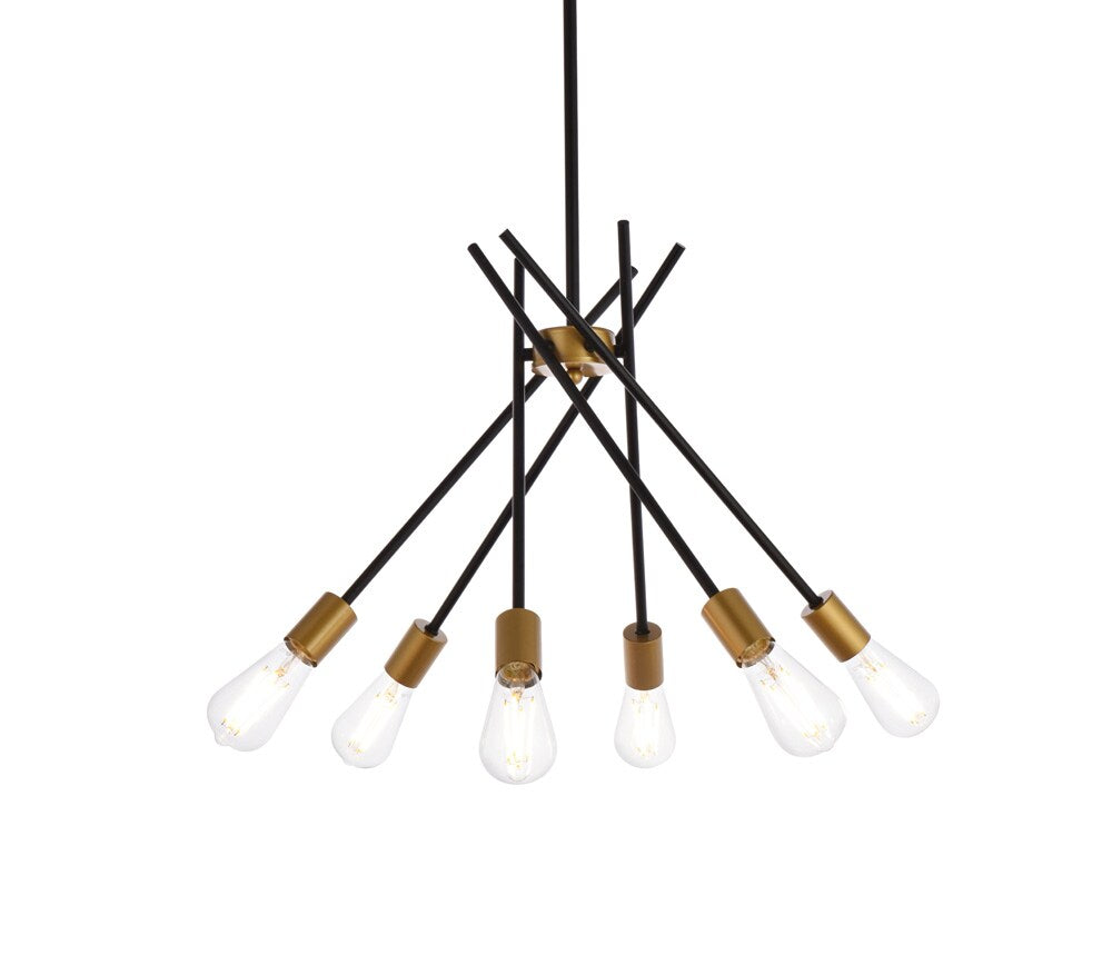 Elegant Furniture & Lighting - Lucca 23 inch pendant in black and brass - LD640D23BRK veiw 1