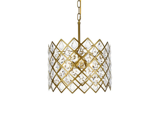 Elegant Furniture & Lighting - Lyla 13 inch pendant in brass - 1111D13BR veiw 1