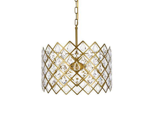 Elegant Furniture & Lighting - Lyla 16 inch pendant in brass - 1111D16BR veiw 1