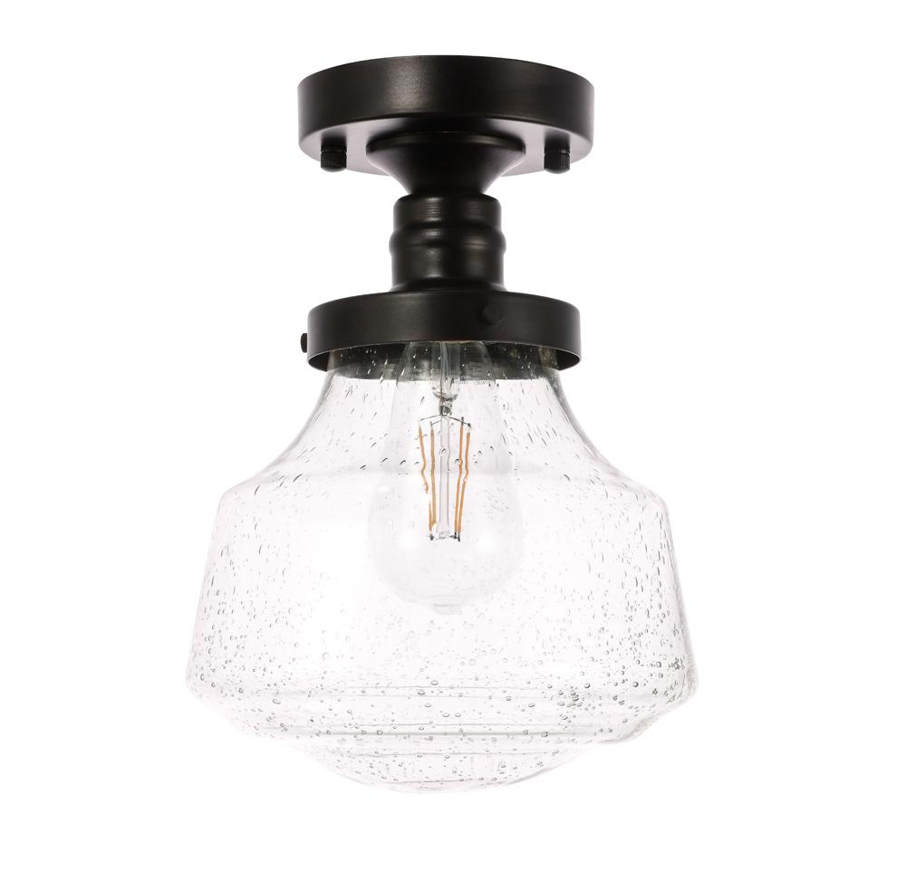 Elegant Furniture & Lighting - Lyle 1 light Black and Clear seeded glass Flush mount - LD6246BK veiw 1