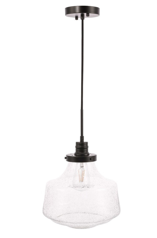 Elegant Furniture & Lighting - Lyle 1 light Black and Clear seeded glass pendant - LD6258BK veiw 1