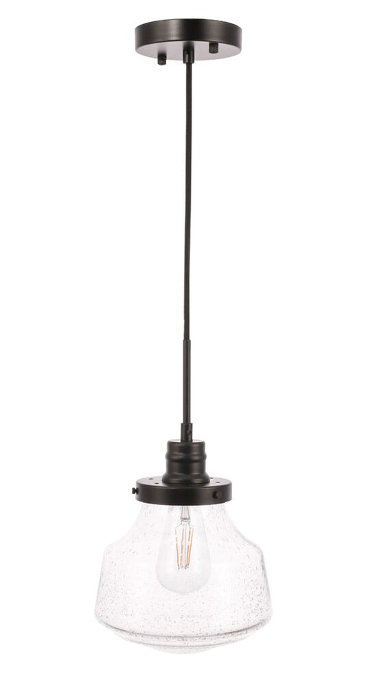Elegant Furniture & Lighting - Lyle 1 light Black and Clear seeded glass pendant - LD6252BK veiw 1