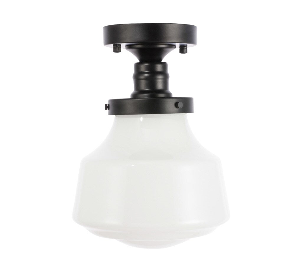 Elegant Furniture & Lighting - Lyle 1 light Black and frosted white glass Flush mount - LD6249BK veiw 1