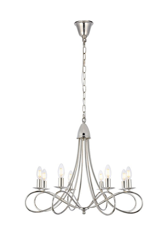 Elegant Furniture & Lighting - Lyndon 8 light polished Nickel Pendant - 1452D28PN veiw 1