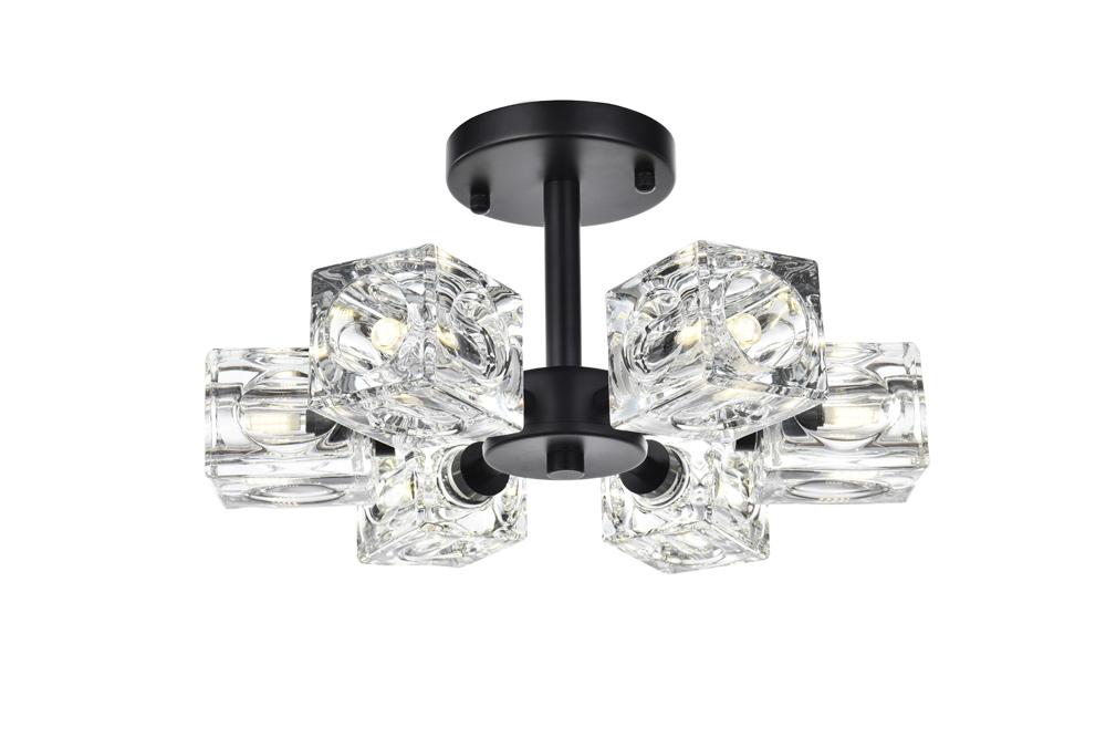 Elegant Furniture & Lighting - Lyra 14 inch Flush Mount in Black - LD920F14BK veiw 1