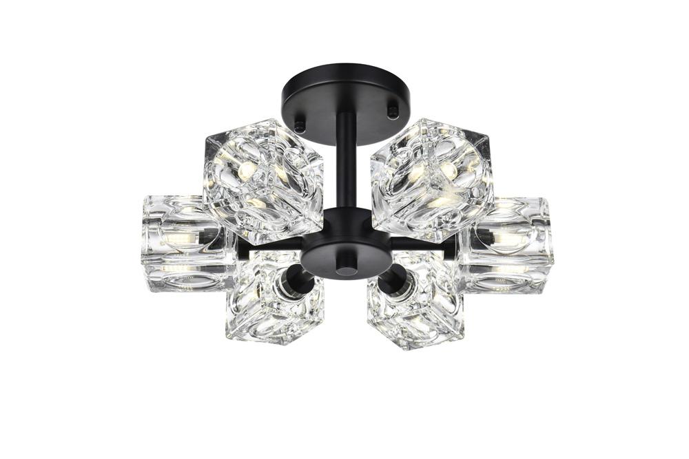 Elegant Furniture & Lighting - Lyra 14 inch Flush Mount in Black - LD920F14BK veiw 3