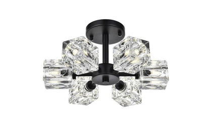 Elegant Furniture & Lighting - Lyra 14 inch Flush Mount in Black - LD920F14BK veiw 3
