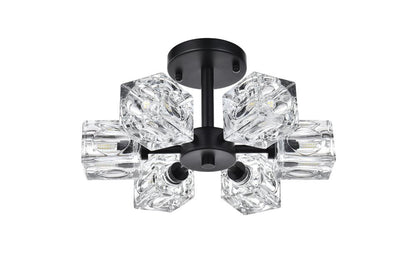 Elegant Furniture & Lighting - Lyra 14 inch Flush Mount in Black - LD920F14BK veiw 7