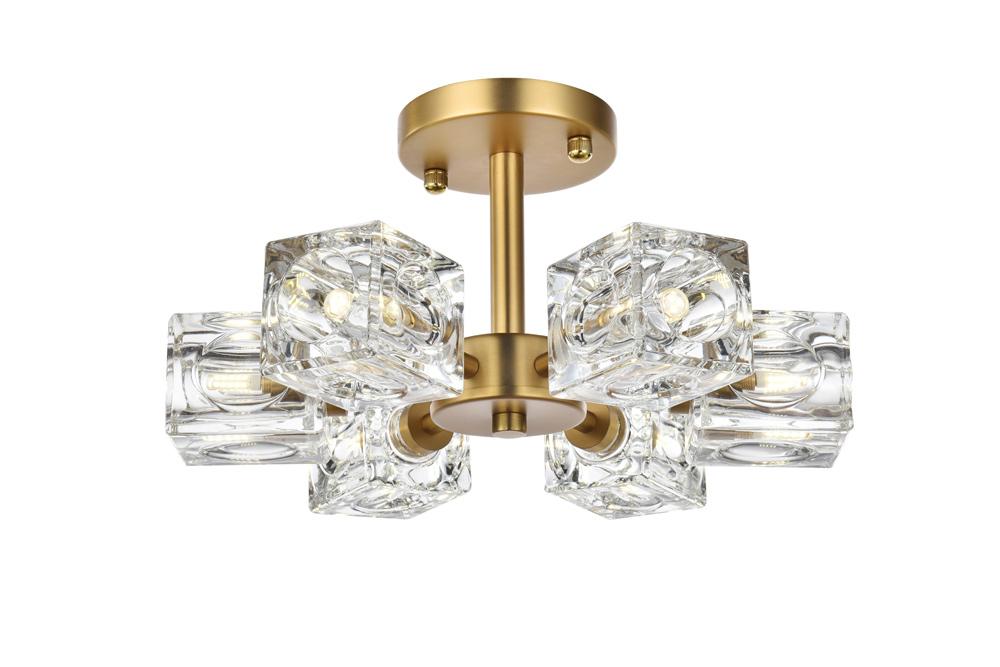 Elegant Furniture & Lighting - Lyra 14 inch Flush Mount in Satin Gold - LD920F14SG veiw 1