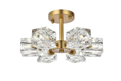 Elegant Furniture & Lighting - Lyra 14 inch Flush Mount in Satin Gold - LD920F14SG veiw 1