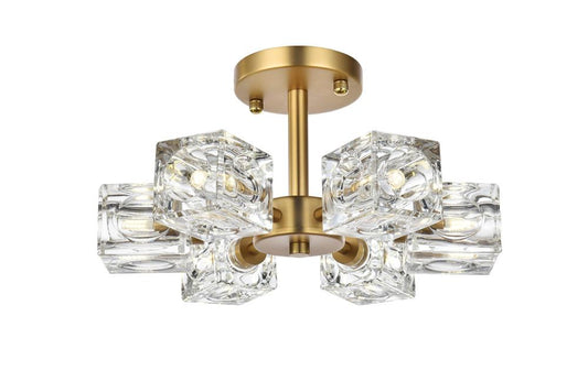 Elegant Furniture & Lighting - Lyra 14 inch Flush Mount in Satin Gold - LD920F14SG veiw 1