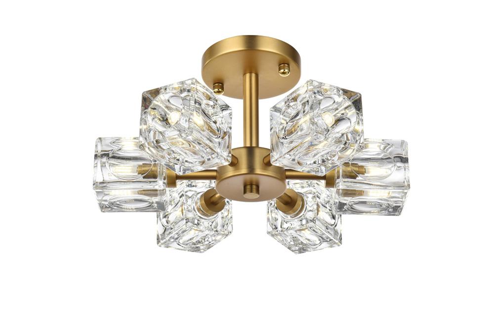 Elegant Furniture & Lighting - Lyra 14 inch Flush Mount in Satin Gold - LD920F14SG veiw 3