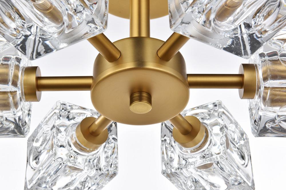 Elegant Furniture & Lighting - Lyra 14 inch Flush Mount in Satin Gold - LD920F14SG veiw 4