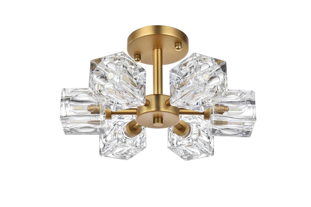 Elegant Furniture & Lighting - Lyra 14 inch Flush Mount in Satin Gold - LD920F14SG veiw 7