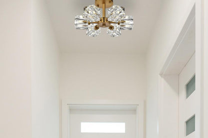 Elegant Furniture & Lighting - Lyra 14 inch Flush Mount in Satin Gold - LD920F14SG veiw 8
