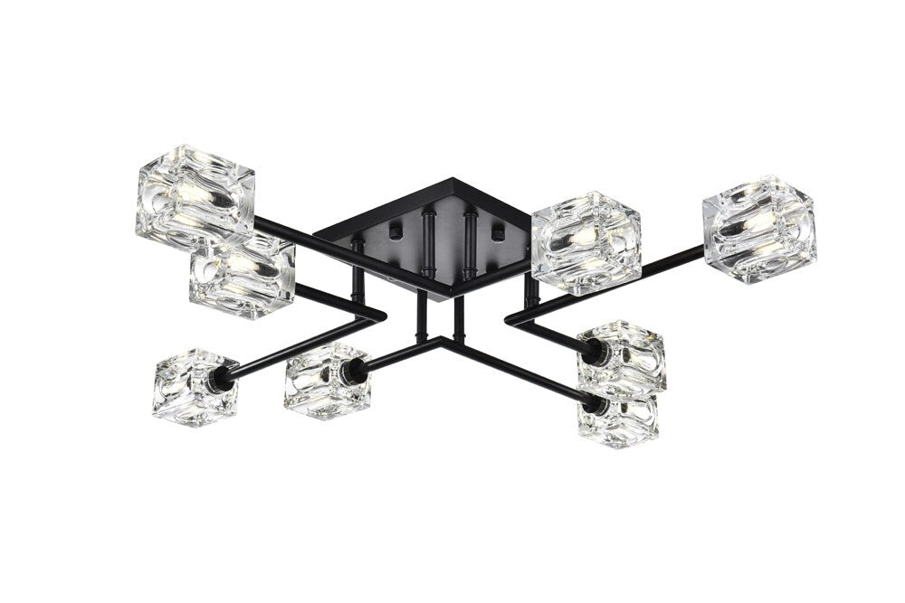 Elegant Furniture & Lighting - Lyra 32 inch Flush Mount in Black - LD920F32BK veiw 3