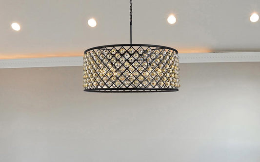 Elegant Furniture & Lighting - Madison 10 light Matte Black Chandelier Golden Teak (Smoky) Royal Cut Crystal - 1214G43MB-GT/RC veiw 1