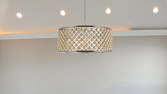 Elegant Furniture & Lighting - Madison 10 light polished Nickel Chandelier Golden Teak (Smoky) Royal Cut Crystal - 1214G43PN-GT/RC veiw 1